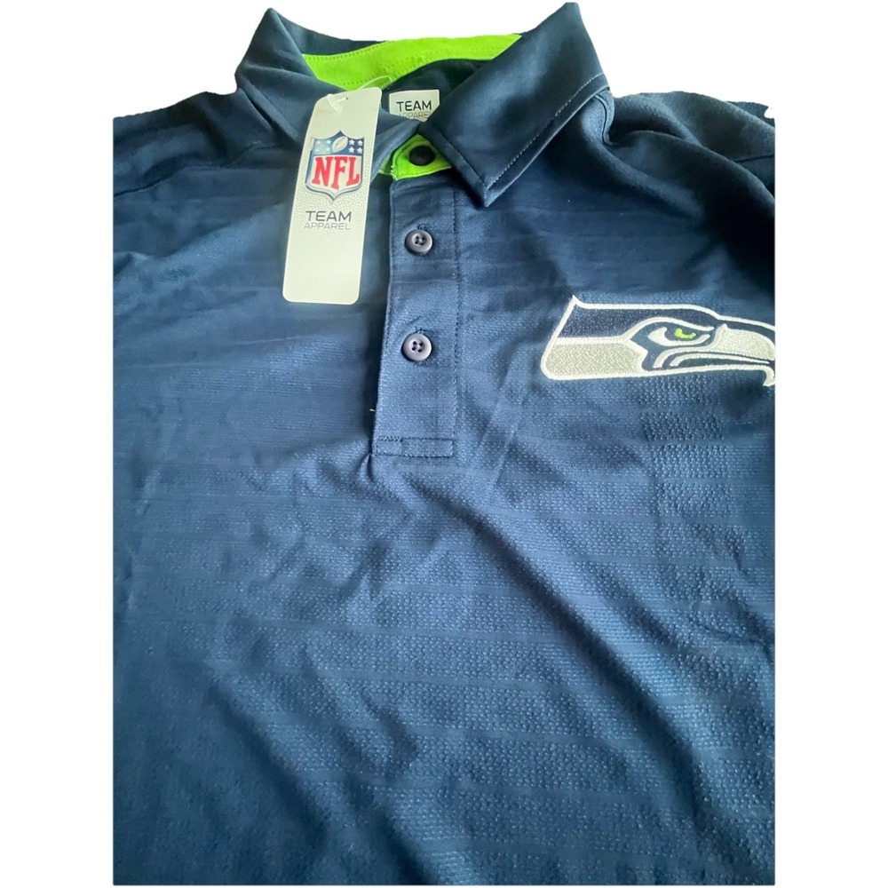 Seattle Seahawks Men's NFL Team Apparel Brand SS Polo Shirt Blue Green Sz M NWT